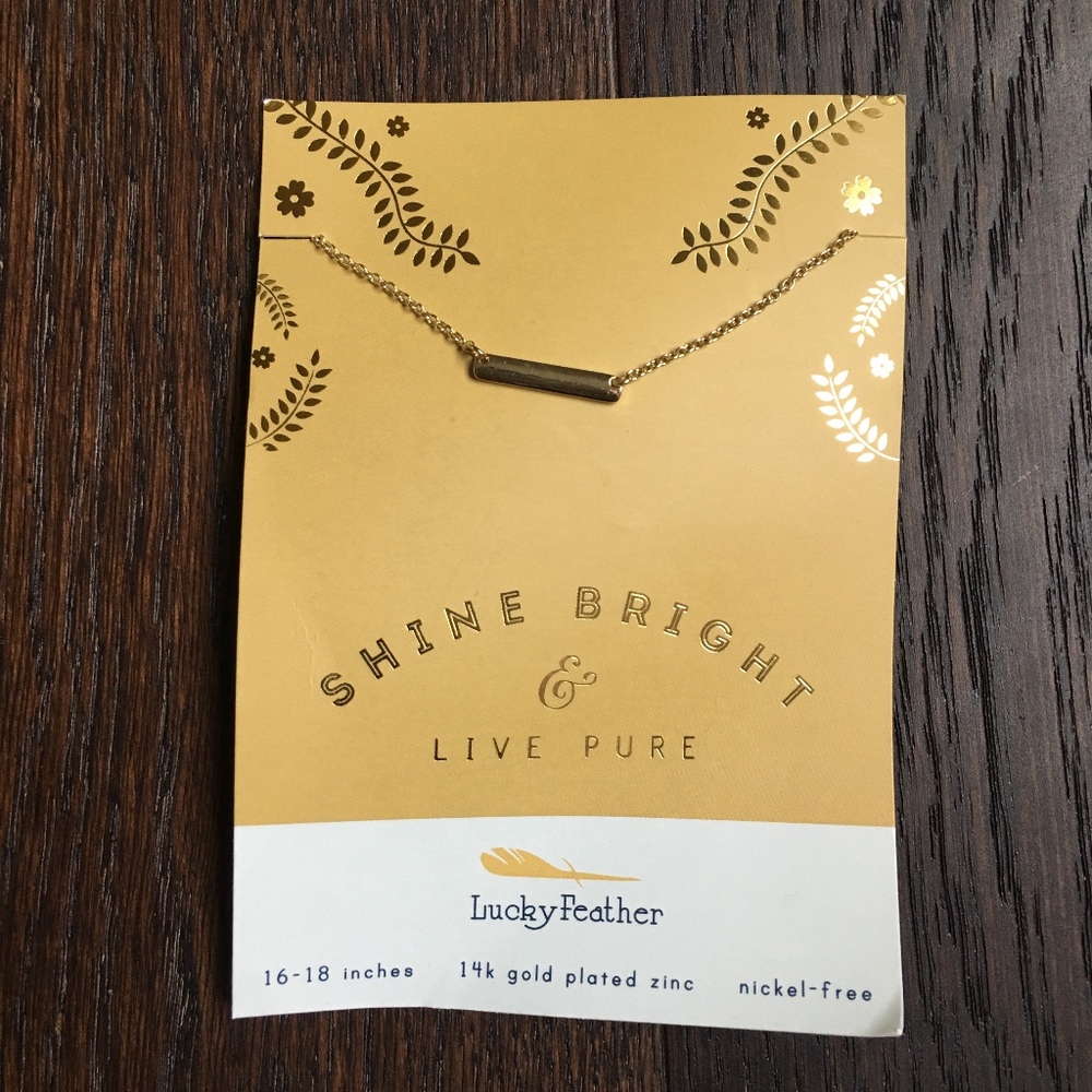 Lucky Feather Shine Bright Bar Necklace